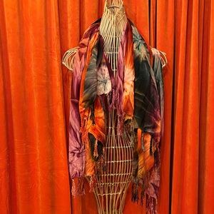 Hand-Died Multicolor Tie-Dye Scarf from Bali